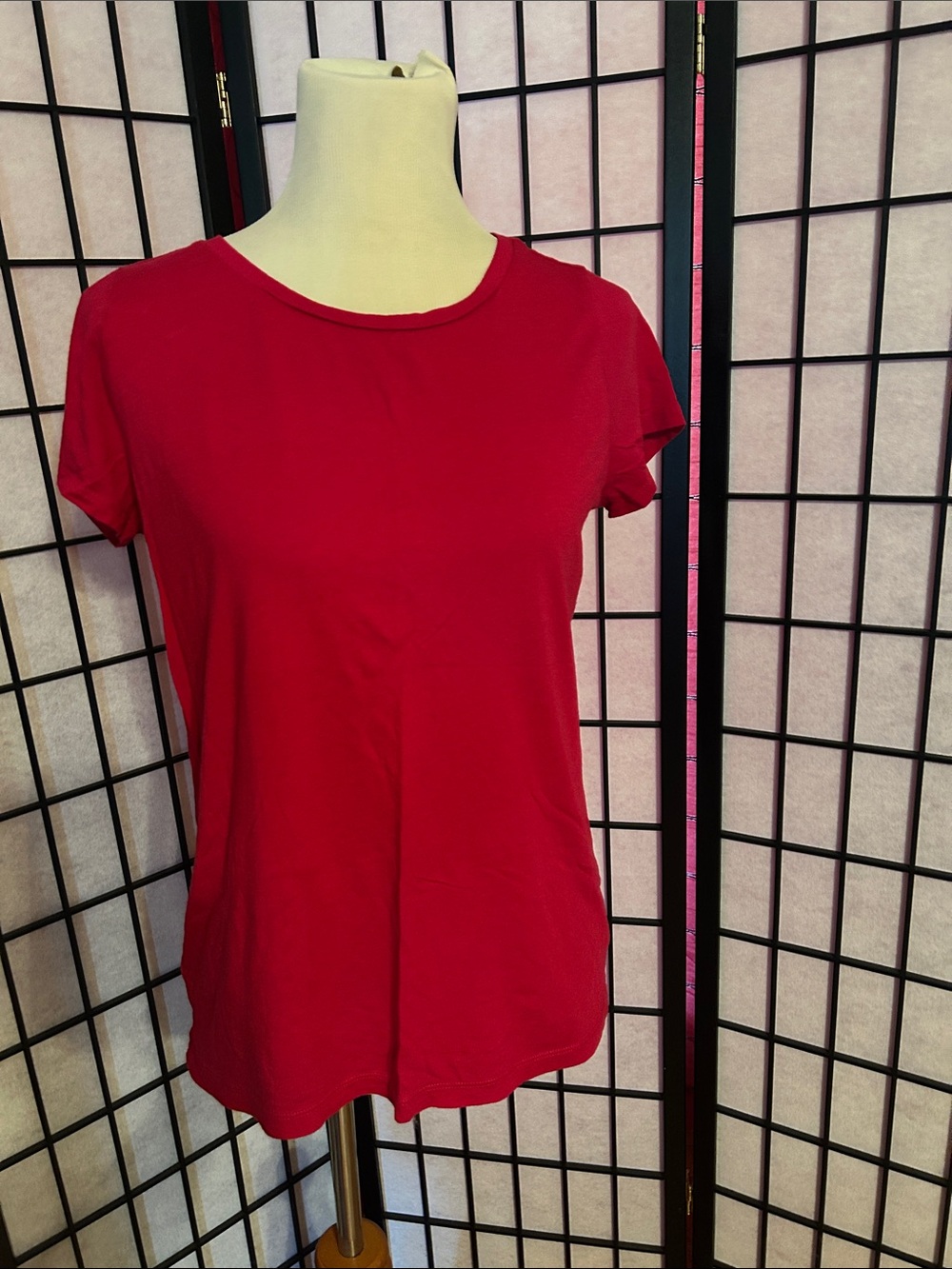 LOFT Women's Bold Pink Short Sleeve Crewneck Tee